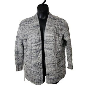 Gap Heathered Gray XL Wool Alpaca Blend Open Front Cardigan Cable Knit Sweater